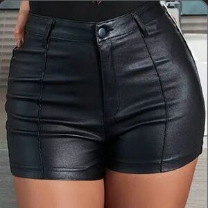 NWT Black Faux Leather Women Shorts
